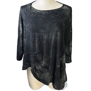 Dress to Kill Grey Asymmetrical Hem Short Sleeve Top Shirt Lagenlook One Size